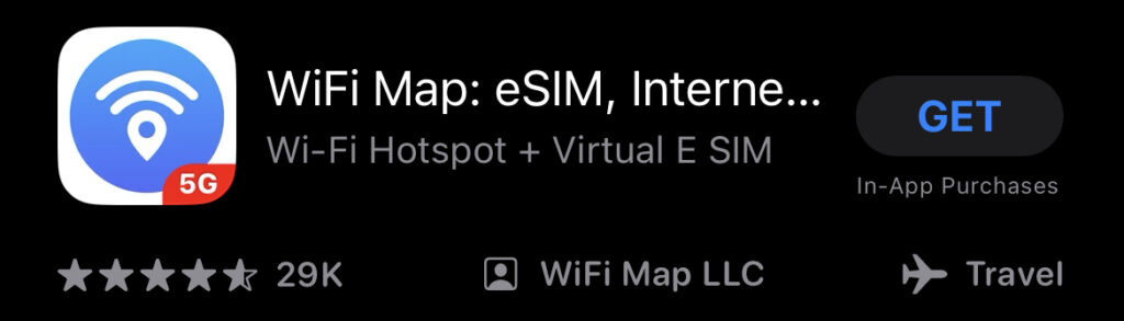 Screenshot of the app store to download the WiFi Map App